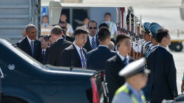 Pres Obama arrives at G20