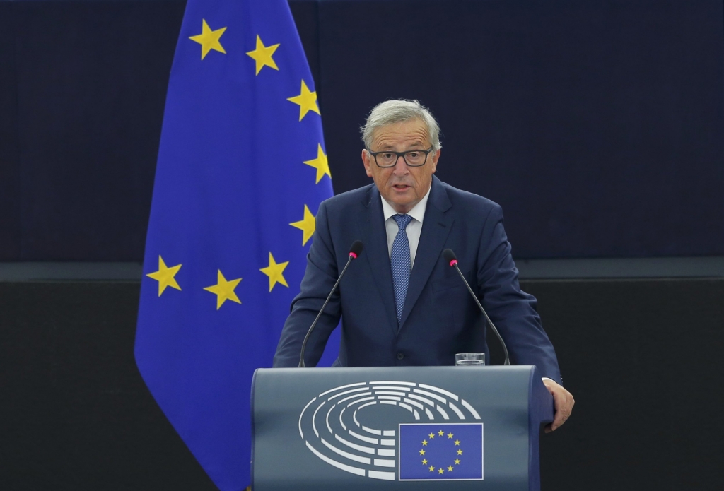 European Commission President Jean Claude Juncker addresses the European Parliament during a debate on The State of the European Union in Strasbourg France