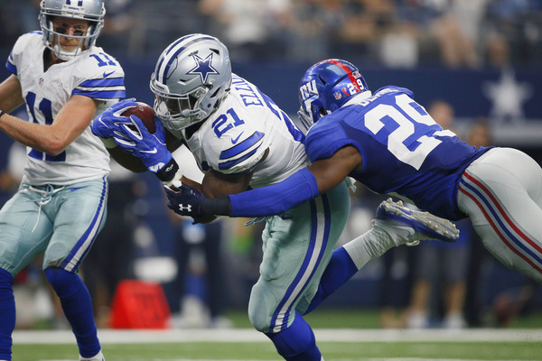 Ezekiel Elliott clearly was not satisfied with his performance in the Cowboys Week 1 loss to the Giants.		Erich Schlegel-USA TODAY Sports