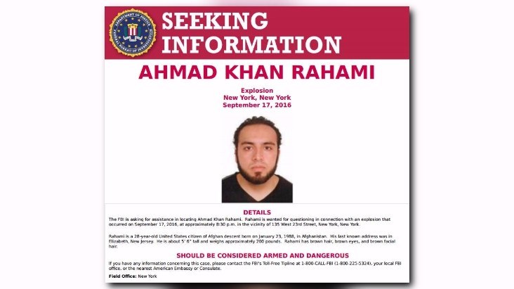 FBI Wanted poster for Ahmad Khan Rahami