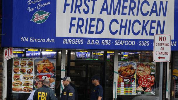 FBI agents searched an apartment above the family's fried chicken shop in Elizabeth New Jersey