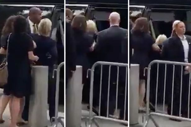 Hillary rushed away because of a 'medical episode&#039. Looks like she was about to faint or fainted