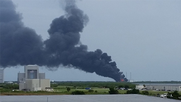 Explosion at SpaceX launch pad at Cape Canaveral