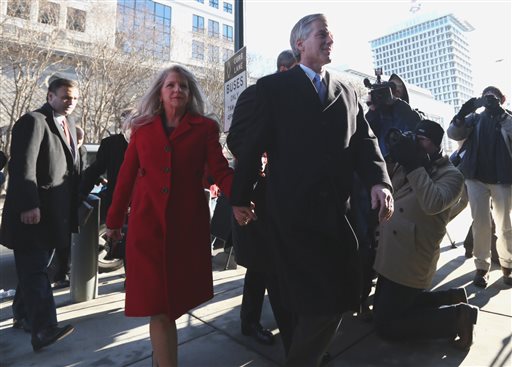 Former Virginia Gov. Bob Mc Donnell and his wife Maureen arrive at the U.S. District Court in Richmond on Friday Jan. 24 2014 for his and his wife Maureen's bond hearing and arraignment on Friday Jan. 24 2014 on federal corruption charges. Federa