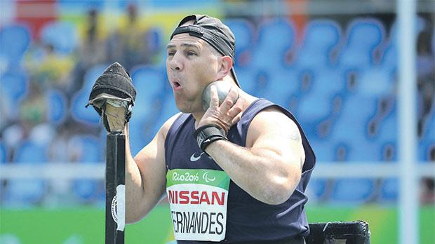 Che Jon Fernandes of Greece competes in the F53 shot put final at the Rio Paralympic Games