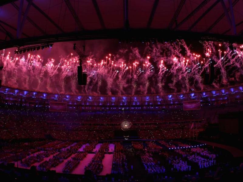 Fireworks set off at the start of the Paralympics closing ceremony