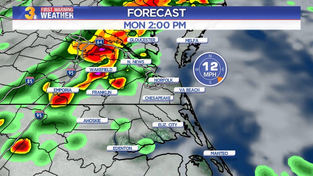 First Warning Forecast Rain and possible storms on tap for Monday