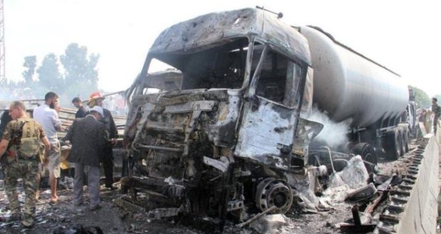 Two explosions hit the Arzoneh motorway bridge at the entrance to Tartous