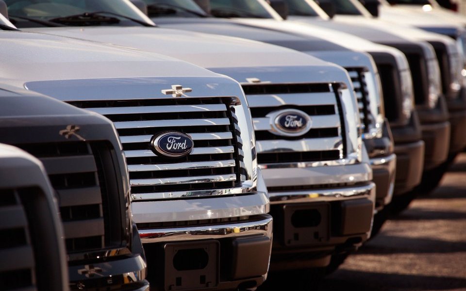 A row of Ford cars