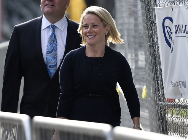 Bridget Anne Kelly and her attorney Michael Critchley far left arrive at the Martin Luther King Jr. Federal Courthouse in Newark N.J. Wednesday Sept. 21