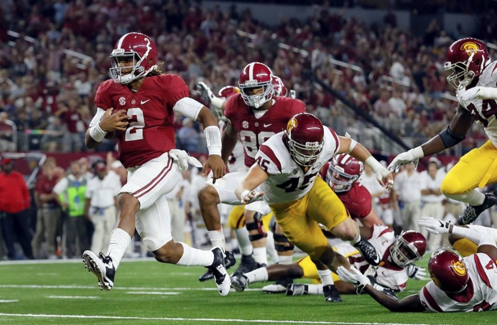 Alabama coach Nick Saban continues to dance with the media in the pale moonlight