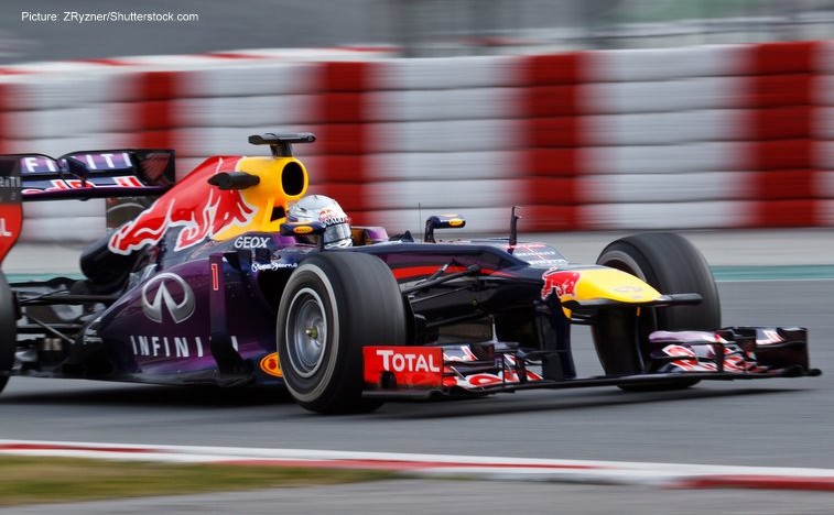 Formula One racing car driven by Sebastian Vettel in Barcelona