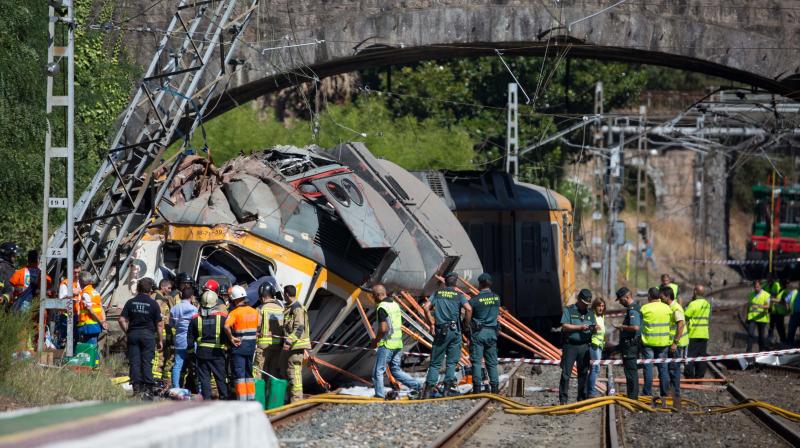 At least four people died and close to 50 people were injured on Friday after a train derailed in Galicia in north-western Spain