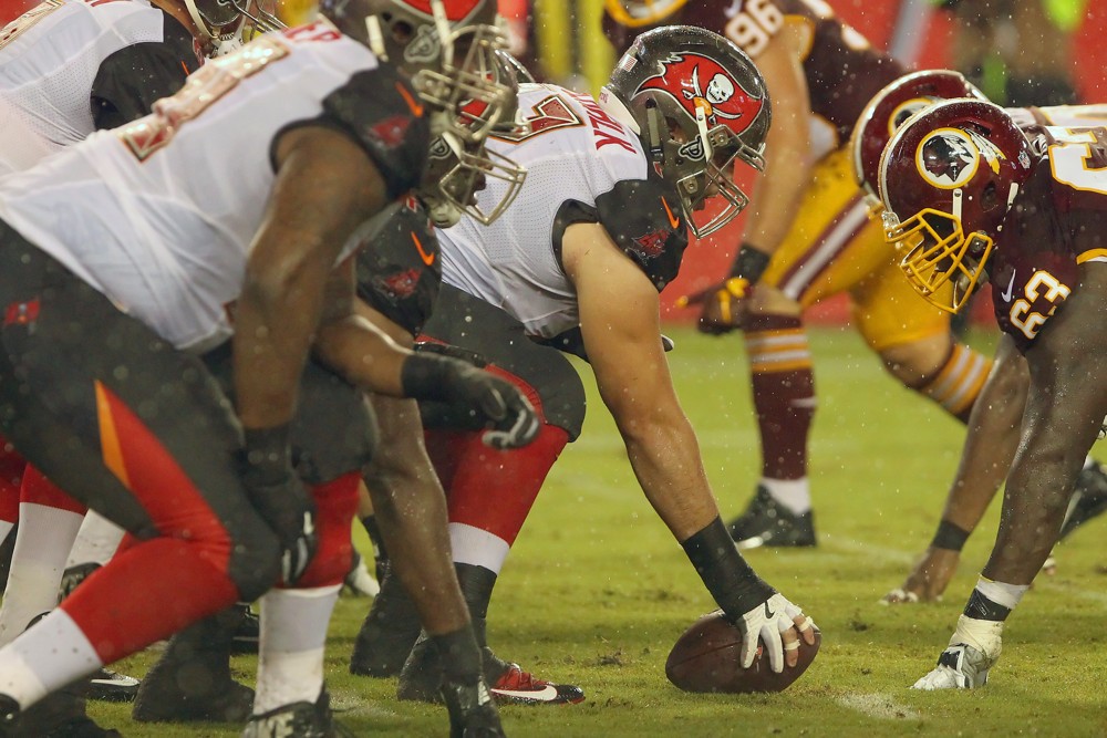 31 AUG 2016 Ben Gottschalk of the Buccaneers during the preseason game between the Washington Redskins and the Tampa Bay Buccaneers at Raymond James Stadium in Tampa Florida