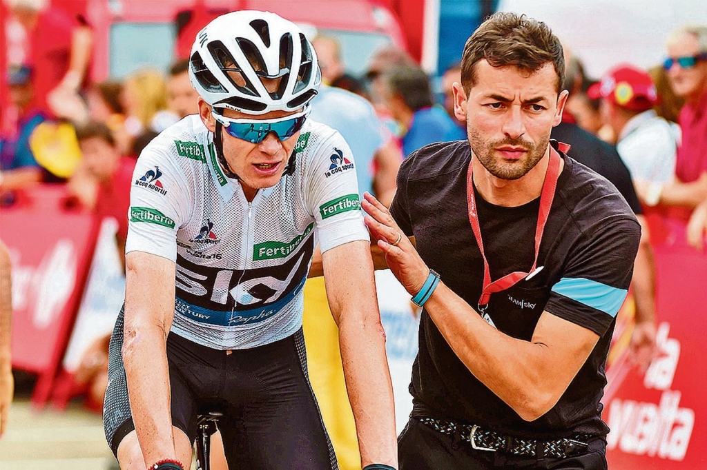 Froome crosses the finish line way behind the leaders with his Sky team-mates dropping like flies Jose Jordan  AFP  Getty Images