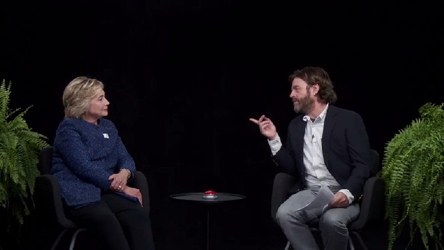 Funny Or Die              Hillary Clinton goes between two ferns with Zach Galifianakis