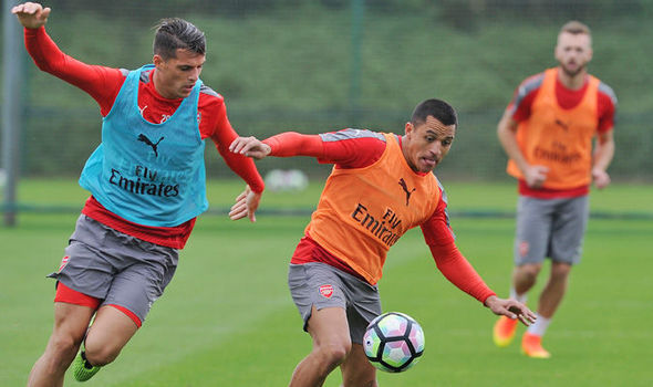 Granit Xhaka and Alexis Sanchez