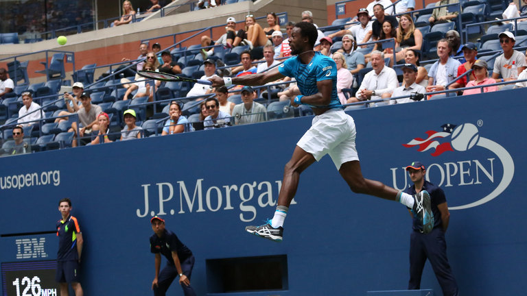 Gael Monfils was in high flying form against Jan Satral