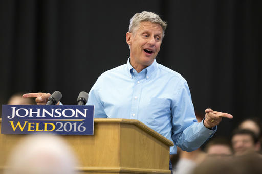 Libertarian presidential candidate Gary Johnson speaks during a campaign rally in Des Moines Iowa. Johnson had another self-described “Aleppo moment” on Wednesday Sept. 28 2016