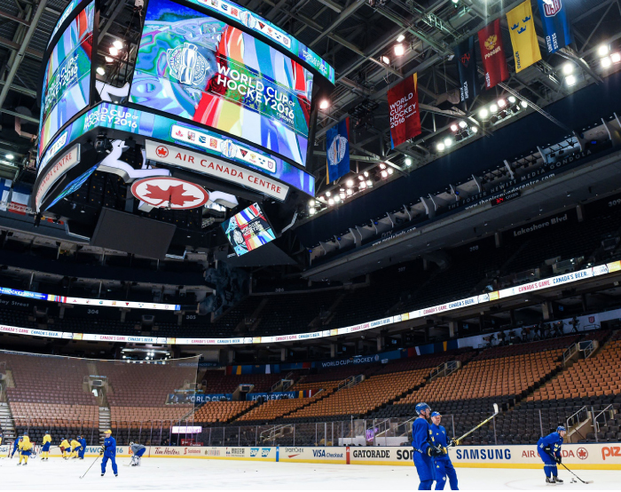 General view of Team Sweden's practice at the World Cup of Hockey 2016 at Air Canada Centre in Toronto Ontario Canada Thursday.
— AFP