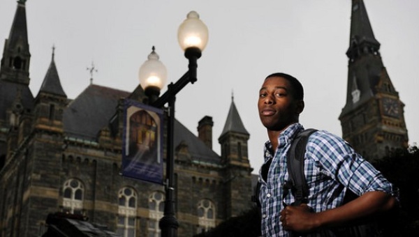 Georgetown University STUDENT Darryl Robinson 19 poses for