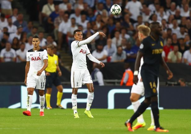 Getty
Dele Alli throws the ball in disgust after Monaco score their second goal of the night