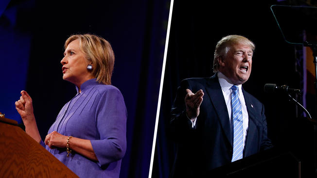 Getty Images File Hillary Clinton and Donald Trump will appear at a town hall style forum today