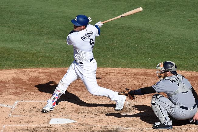 Getty Images Dodgers catcher Yasmani Grandal had a big series against his old mates