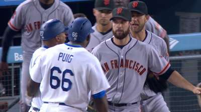 Tempers flare, Dodgers rally past Giants 2-1 in 9th inning