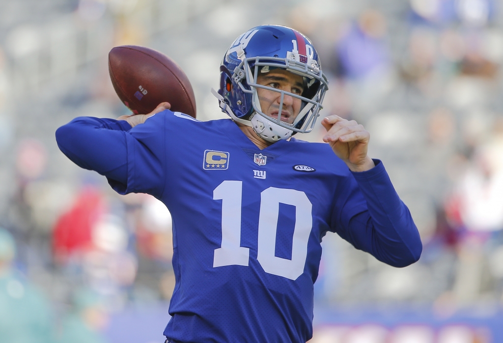 Jan 3 2016 East Rutherford NJ USA New York Giants quarterback Eli Manning prior to the game against the Philadelphia Eagles at Met Life Stadium. Mandatory Credit Jim O'Connor-USA TODAY Sports