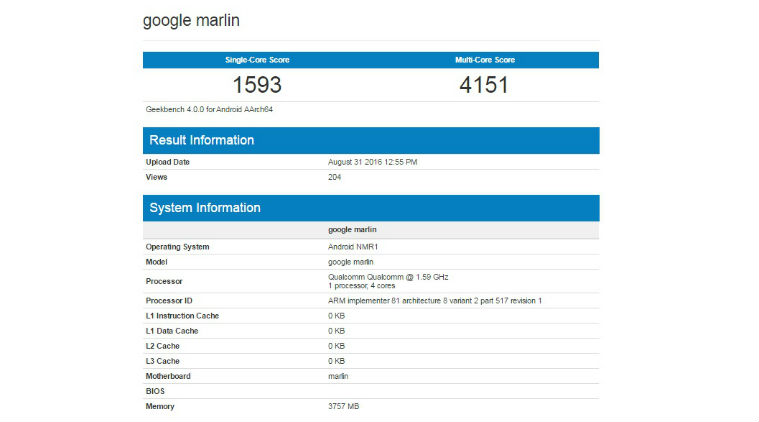 Google Google Nexus Google Marlin Android Nougat Google Marlin benchmark Google Marlin specs Google Nexus Marlin Google Sailfish new nexus phone Google sailfish benchmark HTC nexus smartphone technology technology news