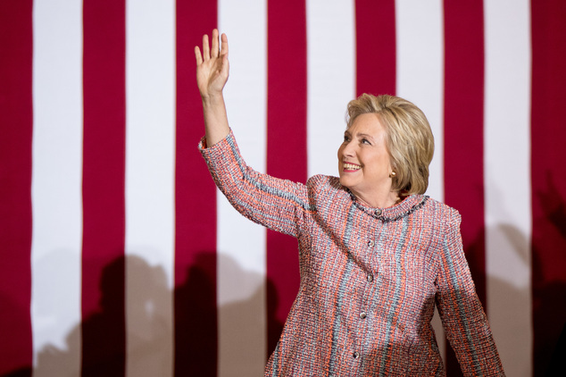 Democratic presidential candidate Hillary Clinton arrives at a rally at University of North Carolina in Greensboro N.C. Thursday Sept. 15 2016. Clinton