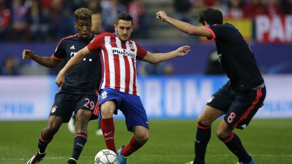 Atletico Madrid's Koke takes on Bayern Munich