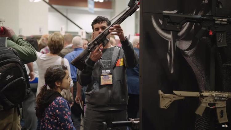 'Under the Gun, a new gun documentary produced by Katie Couric. An eight-second pause put after an interview by the Virginia Citizens Defense League misrepresented their reaction to Couric's question prompting an apology from her