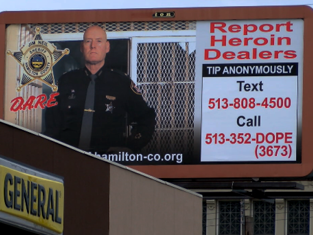 Hamilton County Sheriff Jim Neil appears in billboards calling on residents to report heroin dealers