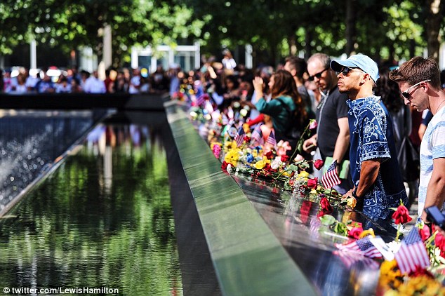 Hamilton visited the 9/11 memorial at New York's Ground Zero on Sunday