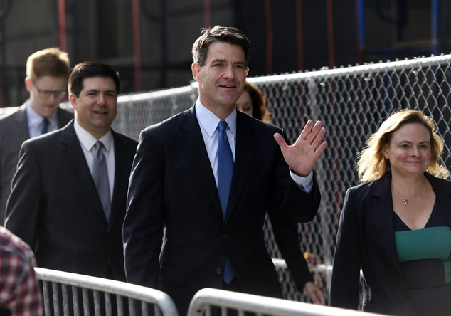 CORRECTS SPELLING OF BARONI- Bill Baroni center and his attorney Michael Baldassare far left arrive at the Martin Luther King Jr. Federal Courthouse