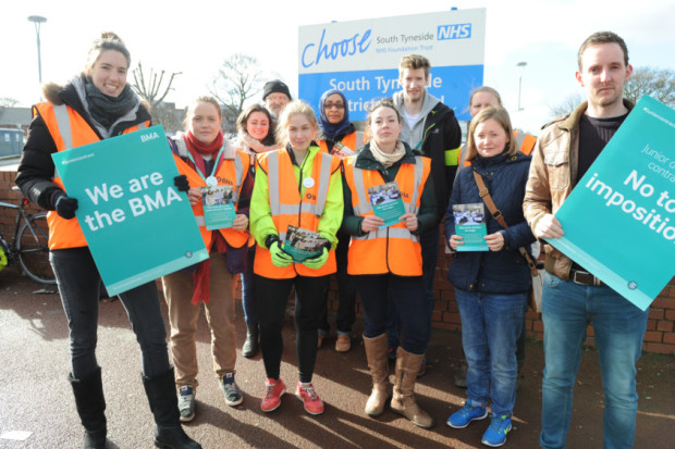 Junior Doctors picket outside South Tyneside District Hospital