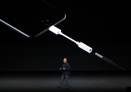 Phil Schiller Apple's senior vice president of worldwide marketing talks about the features on the new iPhone 7 earphone options during an event to announce new products Wednesday Sept. 7 2016 in San Francisco