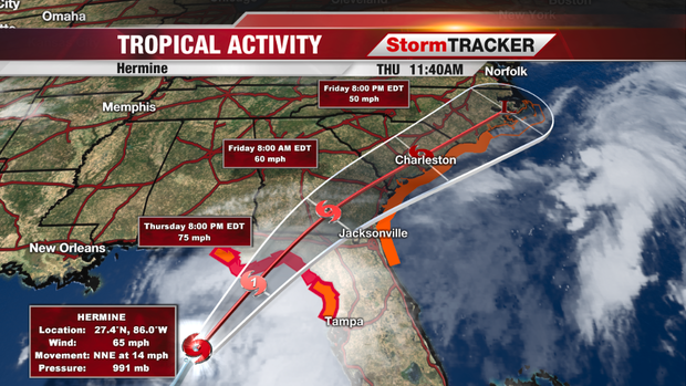 Tropical Storm Hermine bears down on Florida, may become a hurricane