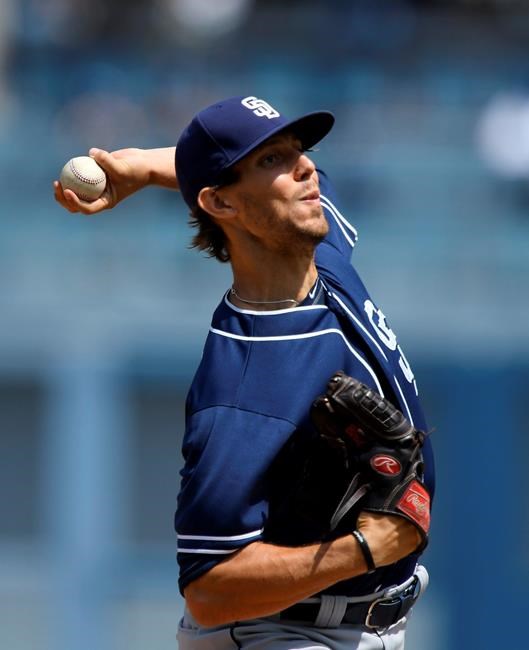 San Diego Padres starting pitcher Christian Friedrich throws to the plate during the first inning of a baseball game against the Los Angeles Dodgers Sunday Sept. 4 2016 in Los Angeles