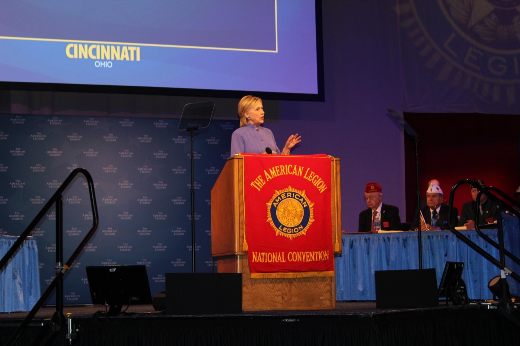 Hillary Clinton addresses the American Legion National Convention Aug. 31 2016 in Cincinnati