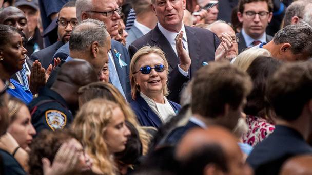 Hillary Clinton attending the ceremony at the September 11 memorial in New York