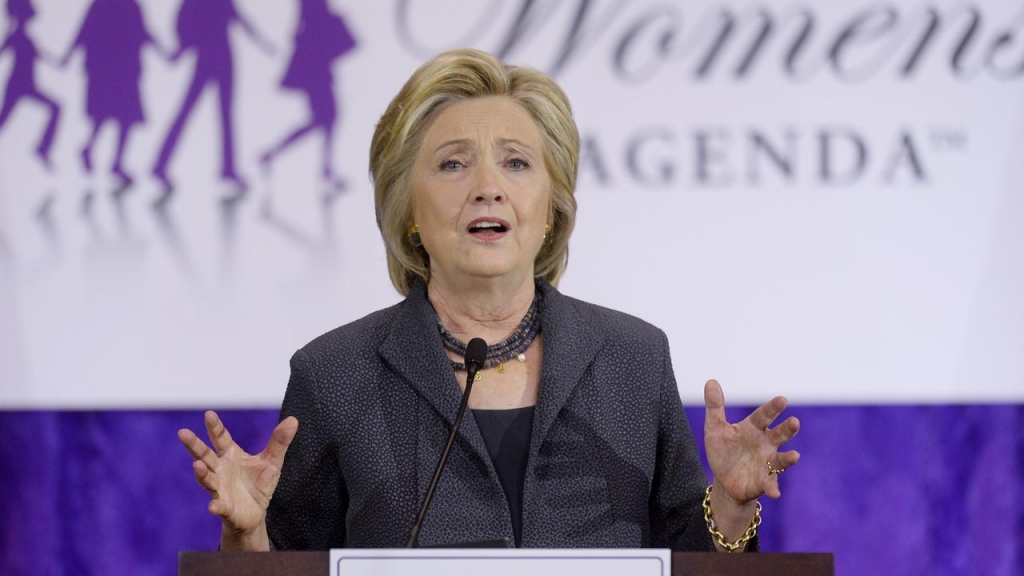 Hillary Clinton is honoured at a dinner for the first woman to receive the presidential nomination