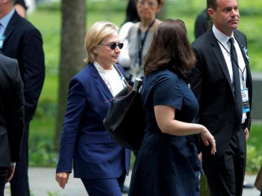 U.S. Democratic presidential candidate Hillary Clinton arrives for ceremonies to mark the 15th anniversary of the September 11 attacks at the National 9/11 Memorial in New York New York United States