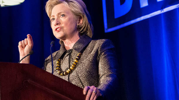 Hillary Clinton speaks during the 2015 integration immigration conference in Brooklyn New York