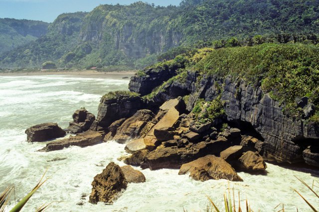 Recently eroded blocks of limestone Punakaiki West Coast New Zealand