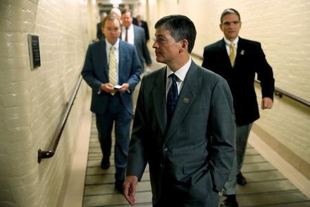 Hensarling arrives for a Republican caucus meeting at the U.S. Capitol in Washington