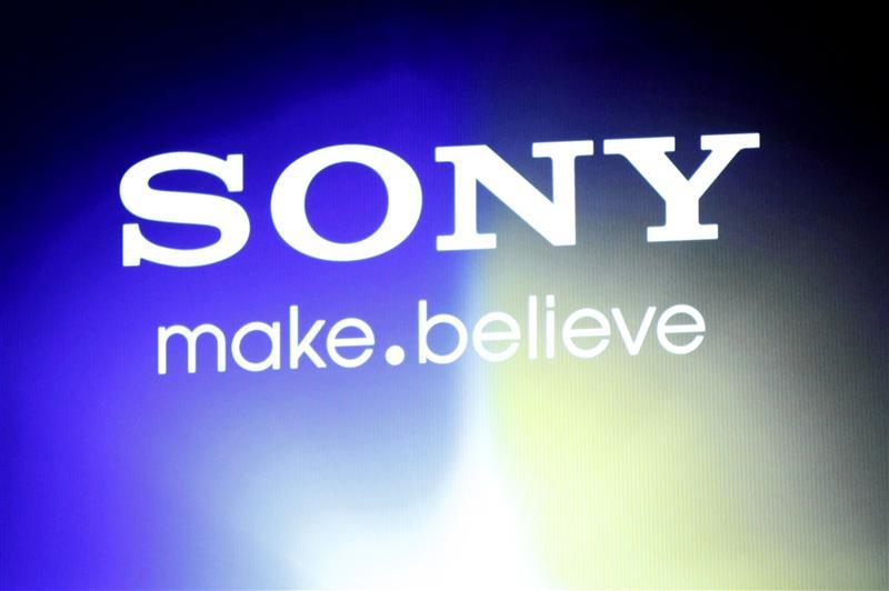 A Sony logo is seen at an unveiling of the company's head mounted display