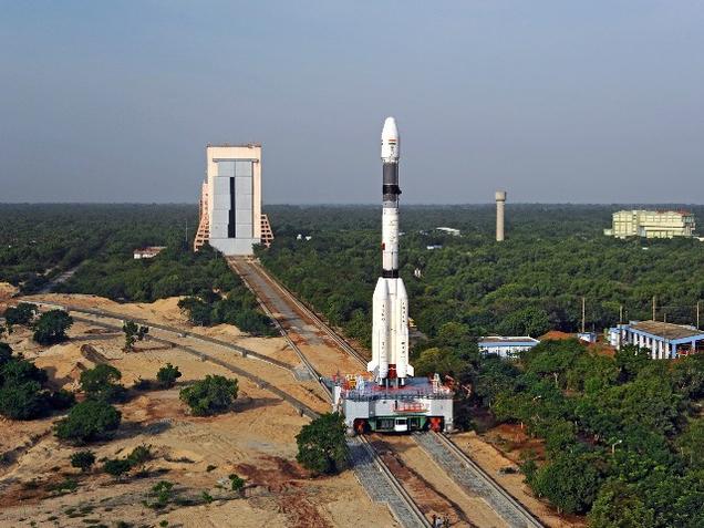 The GSLV-F05 being moved to the second launch pad at the Satish Dhawan Space Centre in Sriharikota